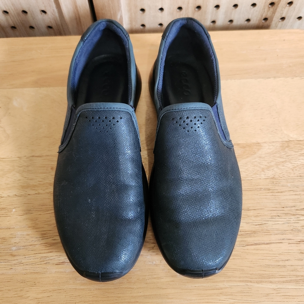 Ecco Women's Shoes 37 Blue Green Suede Flat‎ Slip On US 7
